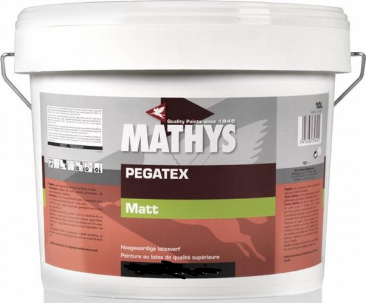 Mathys Pegatex - Hoogwaardige latex verf - waterbasis binnen en buiten - 10 L - RAL 9010 Pure White ( gebrokenwit)