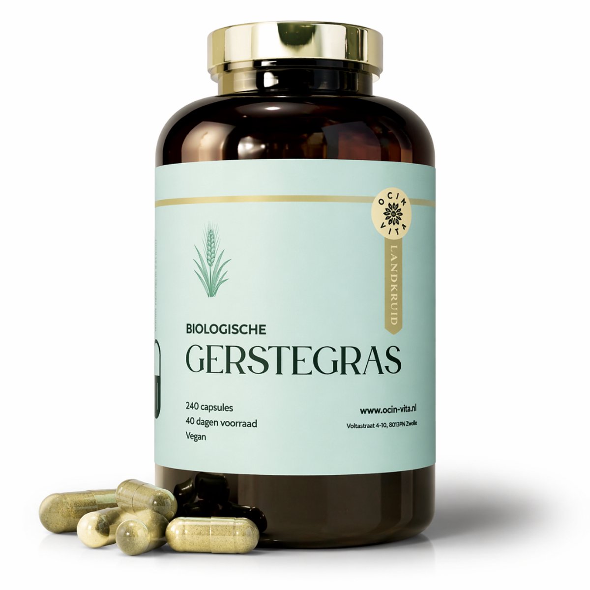 Gerstegras Capsules Biologisch 240 stuks – 100% Puur Gerstegras – Vegan & Zonder Toevoegingen – Ocin Vita