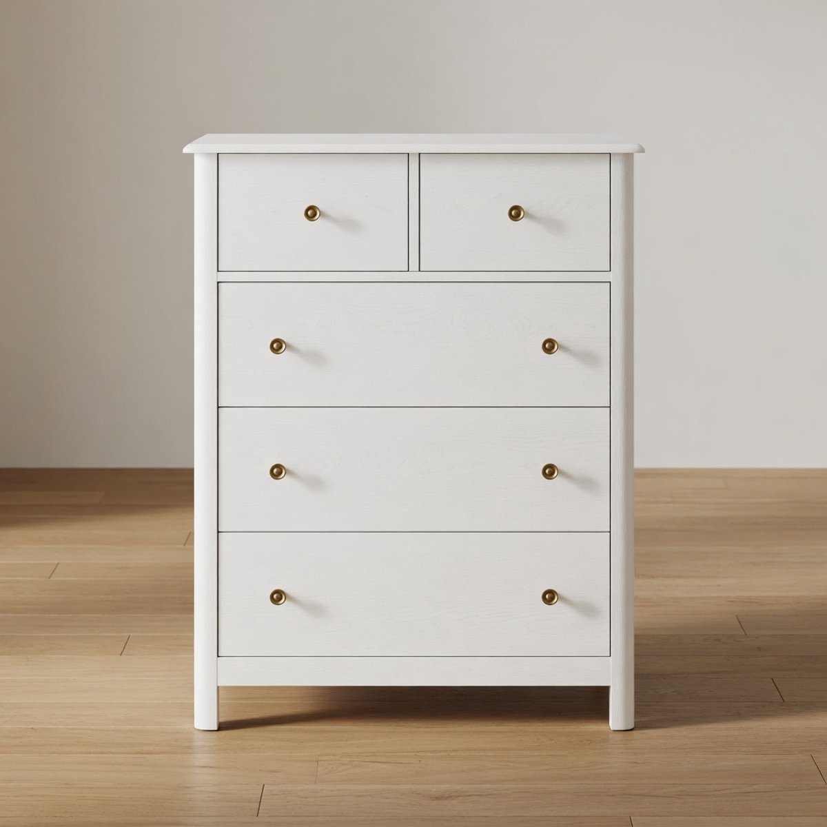 Moderne Witte Ladekast met 5 Lades – Multifunctionele Commode / Sideboard / Opbergkast voor Woonkamer, Slaapkamer of Hal – MDF Hout, Hoogglans Afwerking, 74x40x94 cm – Mobili Bella