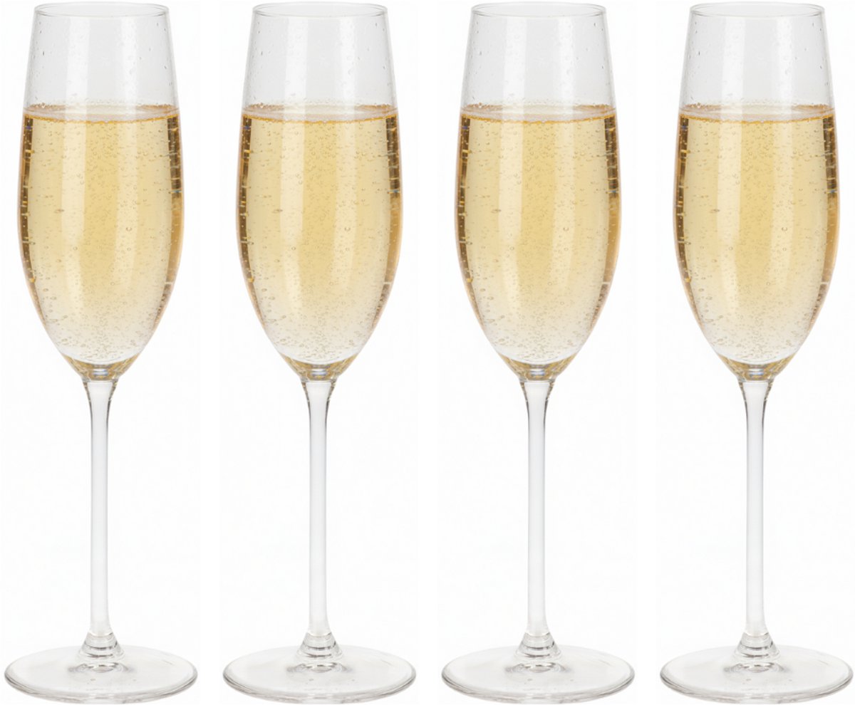 Cookinglife Champagneglazen Solare - Flûtes - Bubbelglazen - Champagne Flutes - Glas Transparant - Vaatwasserbestendig 210 ml, 4 Stuks