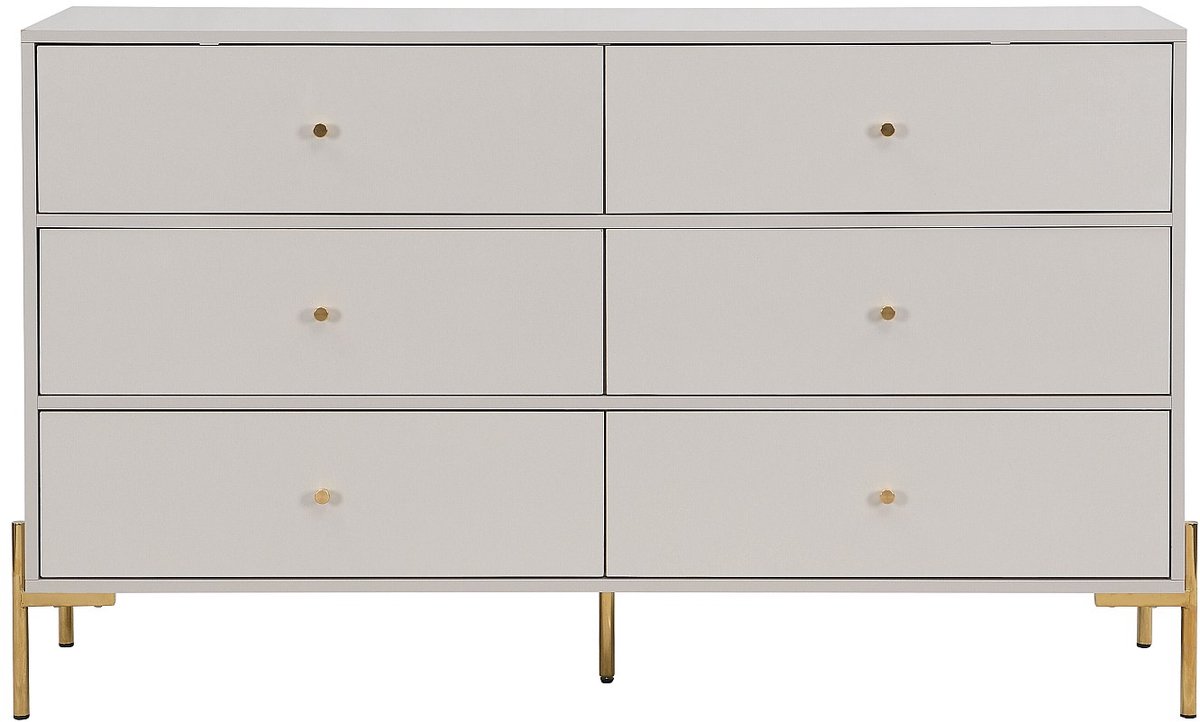 Vente-unique Ladekast 6 lades - MDF en metaal - Beige en goudkleurig - MILAVIA Beige, Goudkleurig