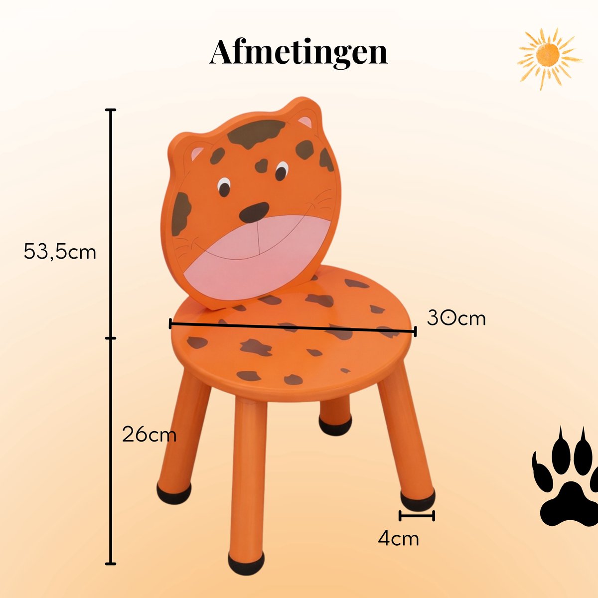 BDGoods Kleuterstoel Tijger - Houten Kinderstoel 2-4 Jaar thumbnail 4