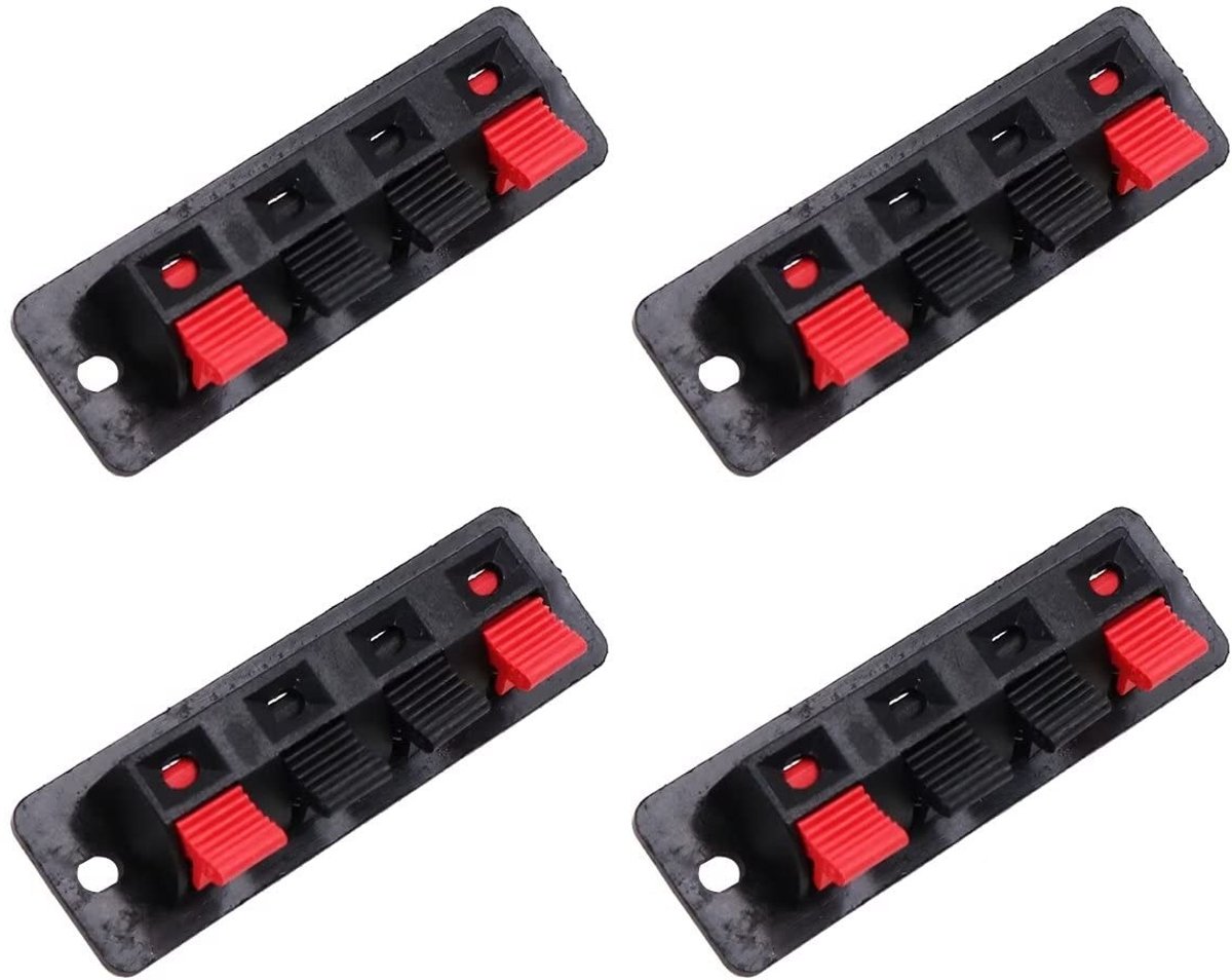 4-delige 4-weg luidsprekerclips met veerterminals voor luidsprekerkabelverbindingen en installatieaccessoires