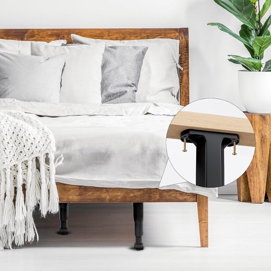 Verstelbare Ondersteuningspoten voor Bed, Sofa en Meubels - 4 Stuks, 16-28 cm, Inclusief Schroeven en Schroevendraaier — afbeelding 3