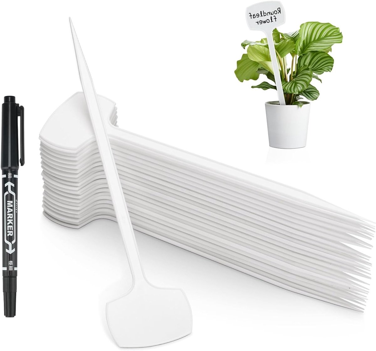 50 Stuks 28.5 cm Hoge Plastic Labels voor Tuinplanten en Groenten - Ideaal voor Buitengebruik, Wit