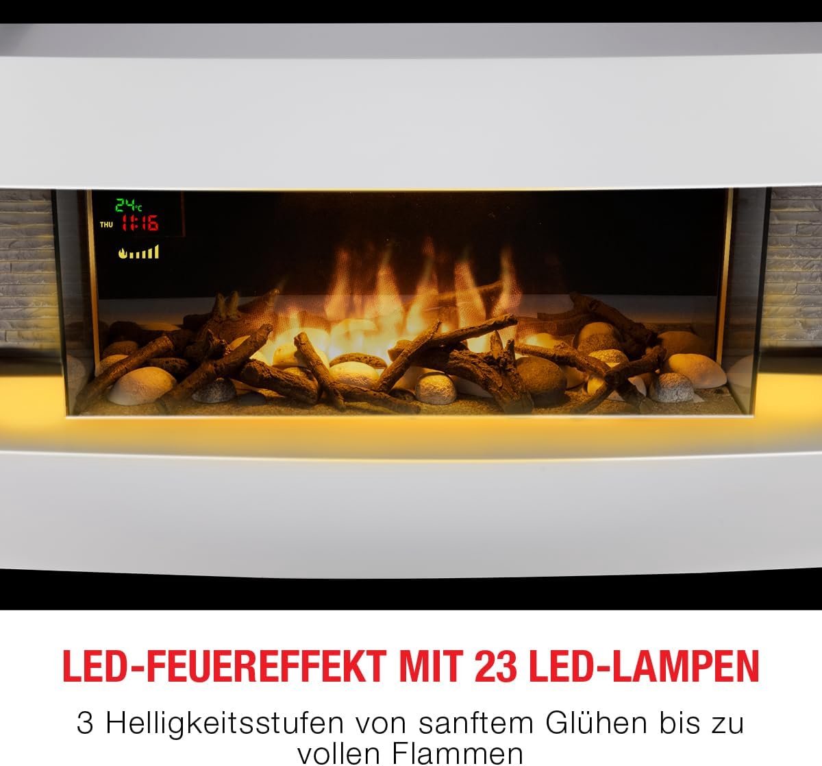 Elektrische open haard inbouw 2000W – Inbouwhaard met LED vlammen, afstandsbediening & thermostaat – Luxe elektrische kachel wit 120 cm – Energiezuinig zonder gas | abtkantoor Montreal Prestige