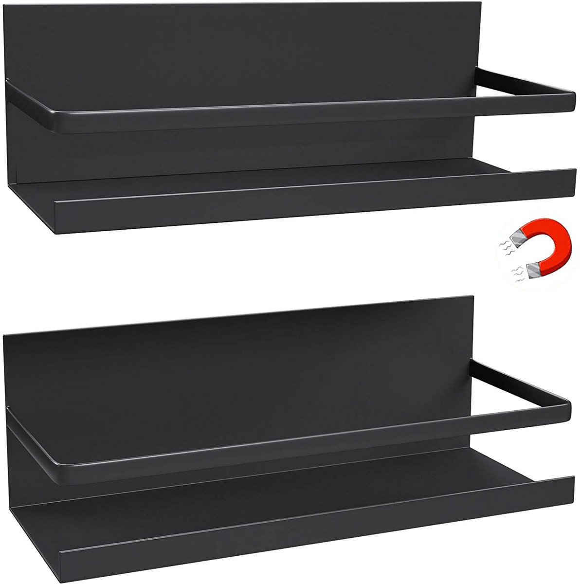 Dreamhigh® Magnetisch Koelkastrek -2 Stuks - Ophangbaar Keukenrek Hangend - Keukenkast Organiser - RVS Keukenrek - Maximale Belasting 5 kg - voor Kruiden - Glazen - Flessen - Dranken