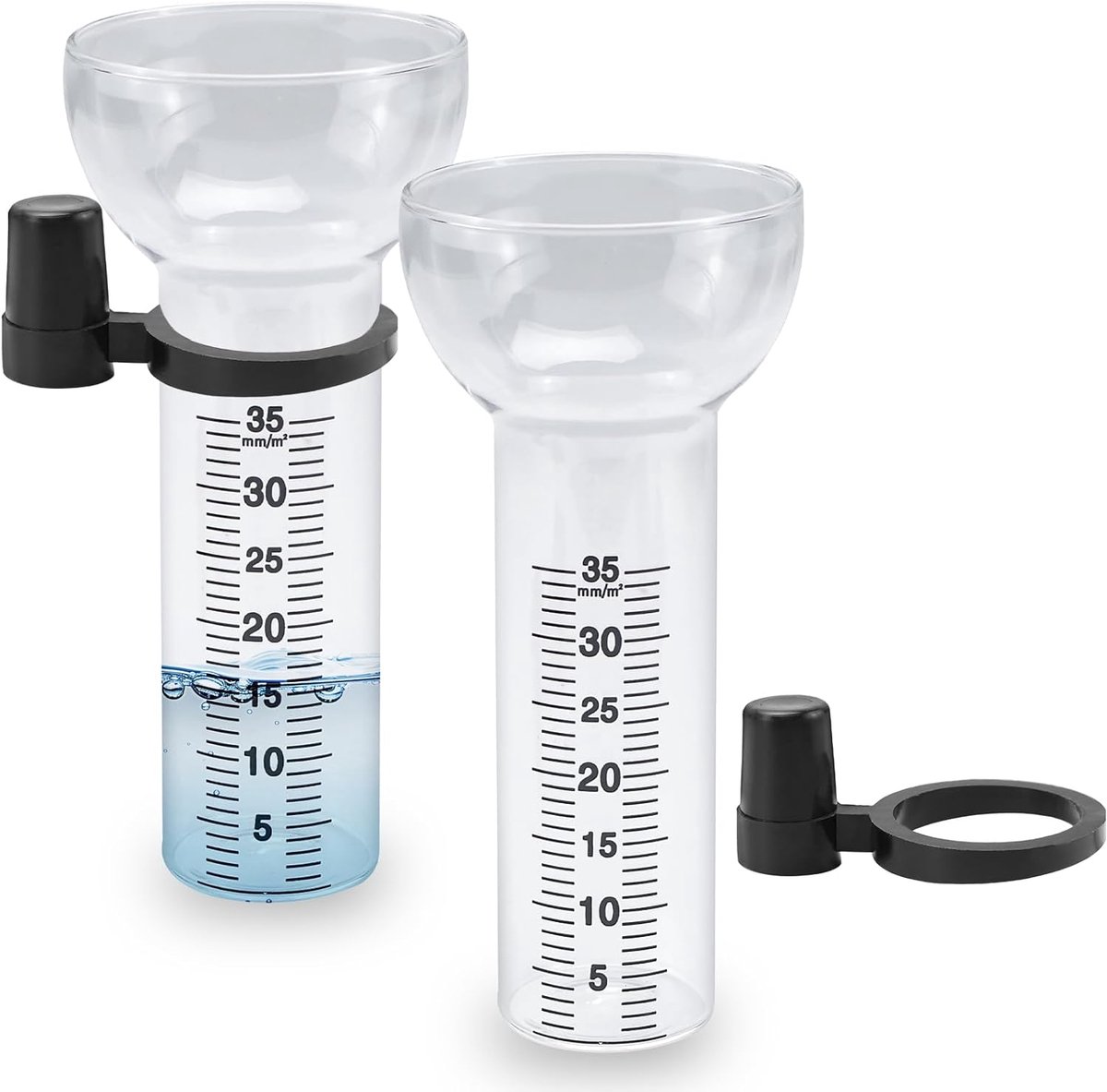 JeiibrZui Glas Regenmeter Set - 17,5 Cm - 2 Stuks Met Houder - Transparant Voor Tuin En Landbouw - Nauwkeurige Neerslagmeting