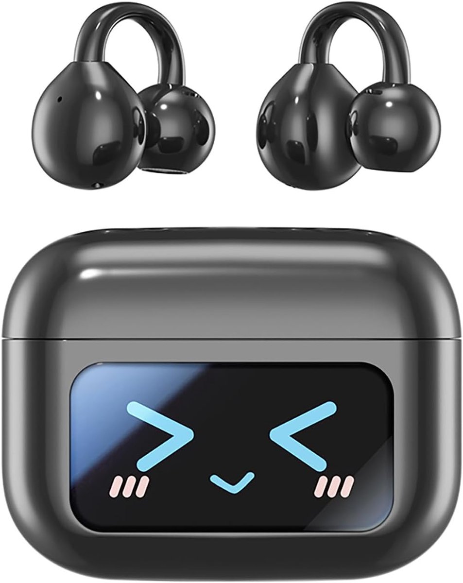 Bluetooth hoofdtelefoon met oorclip, Bluetooth 5.4 sporthoofdtelefoon, open ear vertaaltingshoofdtelefoon, IPX5 waterdicht, digitale display, open type, geschikt voor sport / fitness