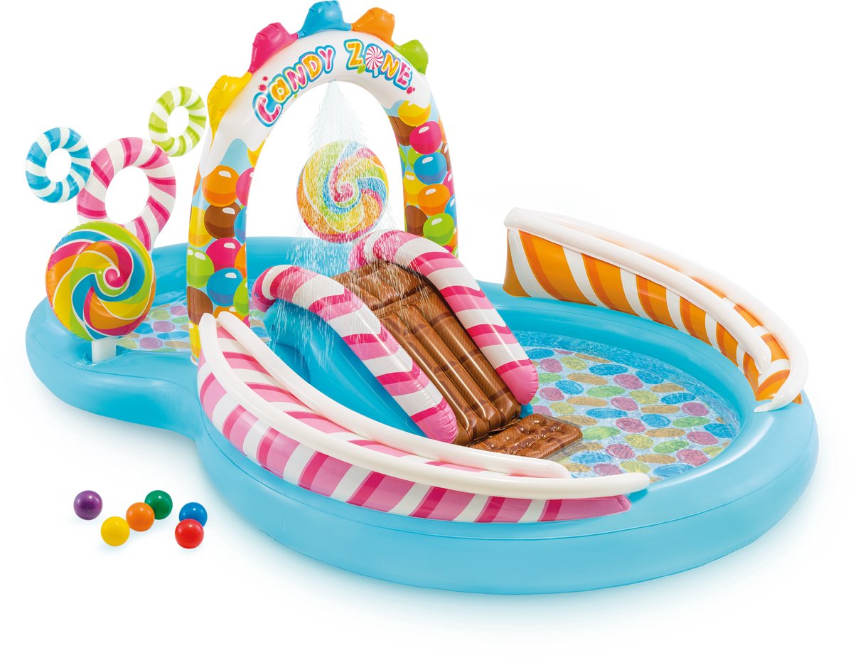 Intex - Candy Zone Play Center Opblaaszwembad met glijbaan - 295 x 191 x 130 cm