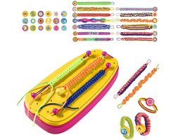 Vriendschapsbandjes maken - Armbandjes Maken Set - Knutselen Meisjes - Vriendschapsarmbandjes DIY - Knoopplank - Armbanden Vlechten - Knutselen Touw - Knutselkoffer - Creatief Speelgoed - Cadeau Kado - Weefraam voor kinderen - Hobbypakket - Geel