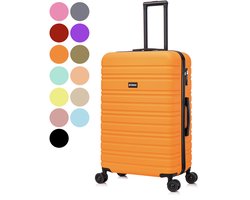 BlockTravel BlockTravel® Reiskoffer Groot 95 Liter - Harde Koffer met Wielen - Ruimbagage Koffer XL - TSA-slot - 4 Spinner Wielen - Lichtgewicht Valies - Oranje