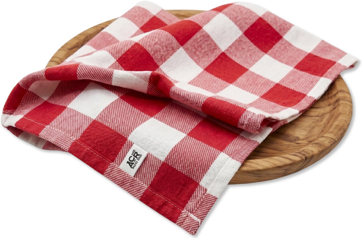 ACR Theedoeken Rood Geblokt Horeca - 10 stuks - 60x60 cm - 100% Katoen