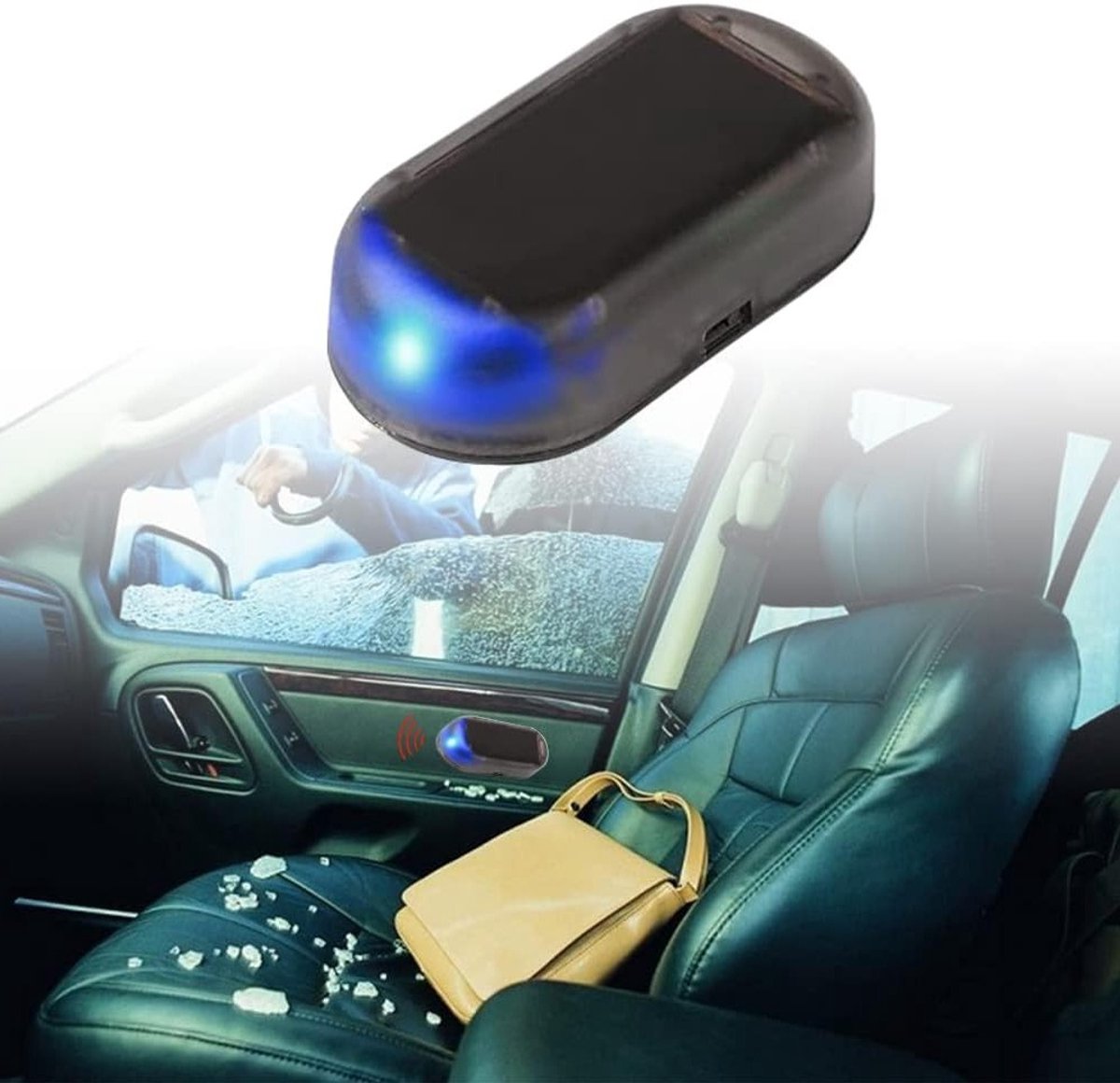 Draadloos Solar Auto Alarm Systeem - LED Veiligheidswaarschuwing, Antidiefstal, 1 Stuk, Ideaal voor Voertuigen