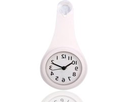 SnelShoppen - HERCHR Kleine Wandklok Waterdicht met Haak voor Badkamer Keuken en Slaapkamer - Wit - Ideaal voor Thuisgebruik, Stijlvolle Decoratie en