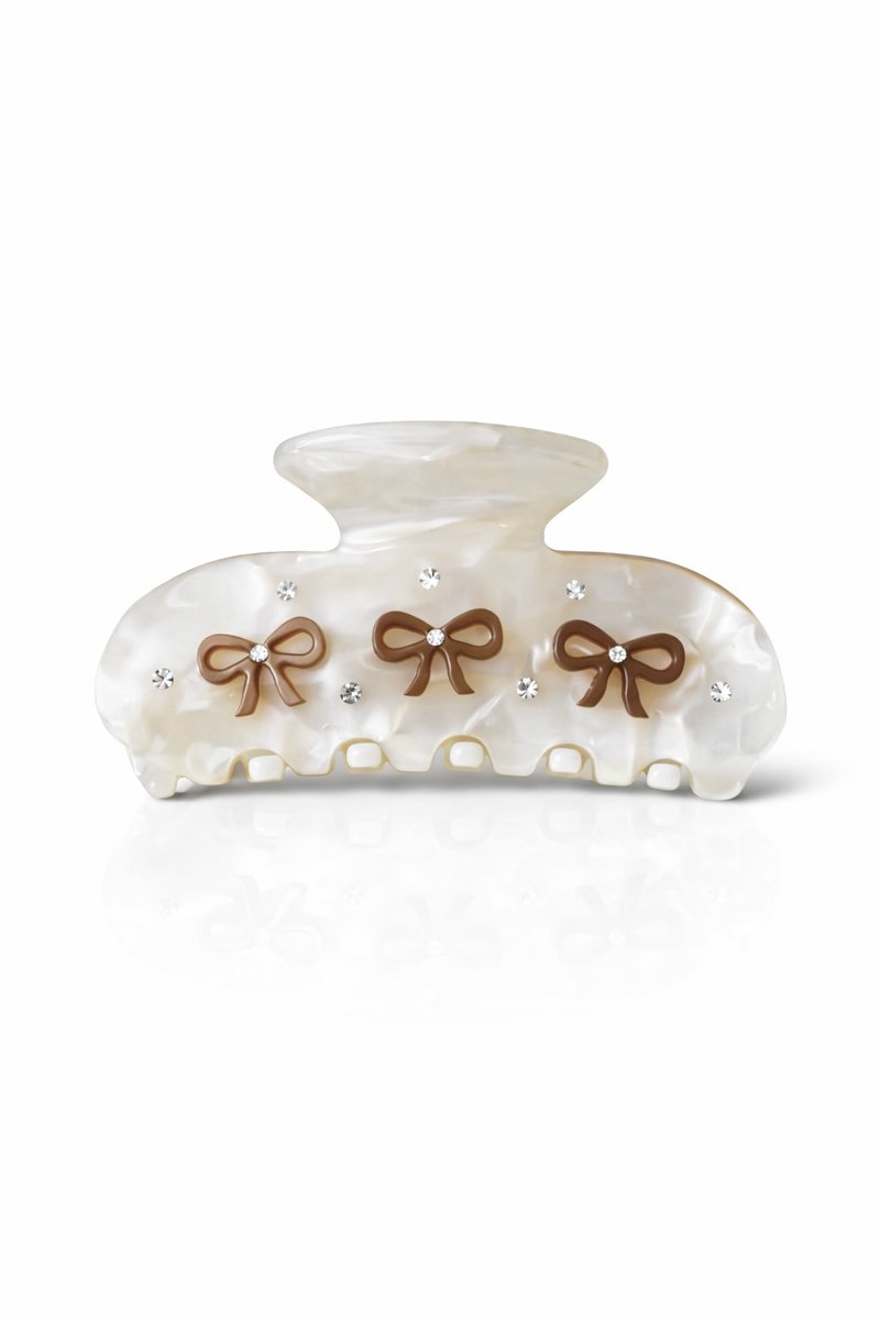 Made Somewhere - Bow beige haarclip - haarclip met strikjes - acetaat haarklem voor dun haar