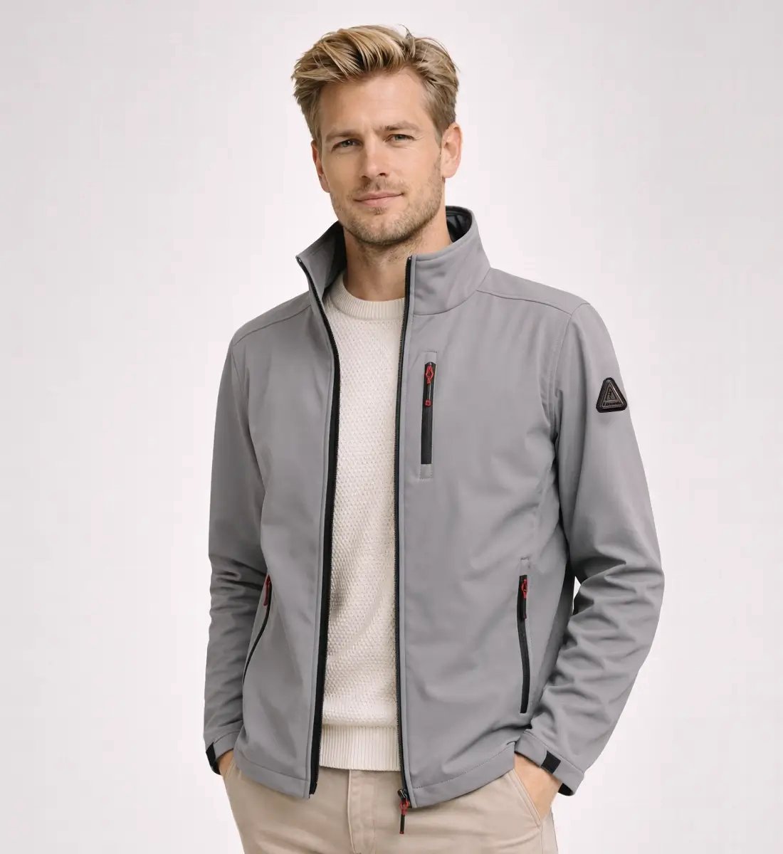 Lizzard Sports Heren Softshell Jas Grijs - Maat 4XL - Lichtgewicht Waterafstotende Jas LZ-101 Keytag Edition – Winddicht en Ritszakken Tussenjas