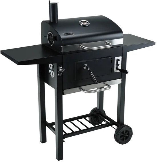 Klausberg Houtskoolbarbecue met Deksel en Thermometer - 42 x 30 cm - Verrijdbare BBQ met Zijtafels van Merkloos — afbeelding 2