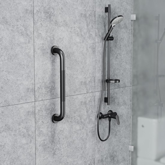 2-Pack 16 Inch Matte Zwarte Douche Steunbeugel, RVS Muurbevestiging, Veiligheidsbeugel voor Badkamer en Balansondersteuning — afbeelding 3