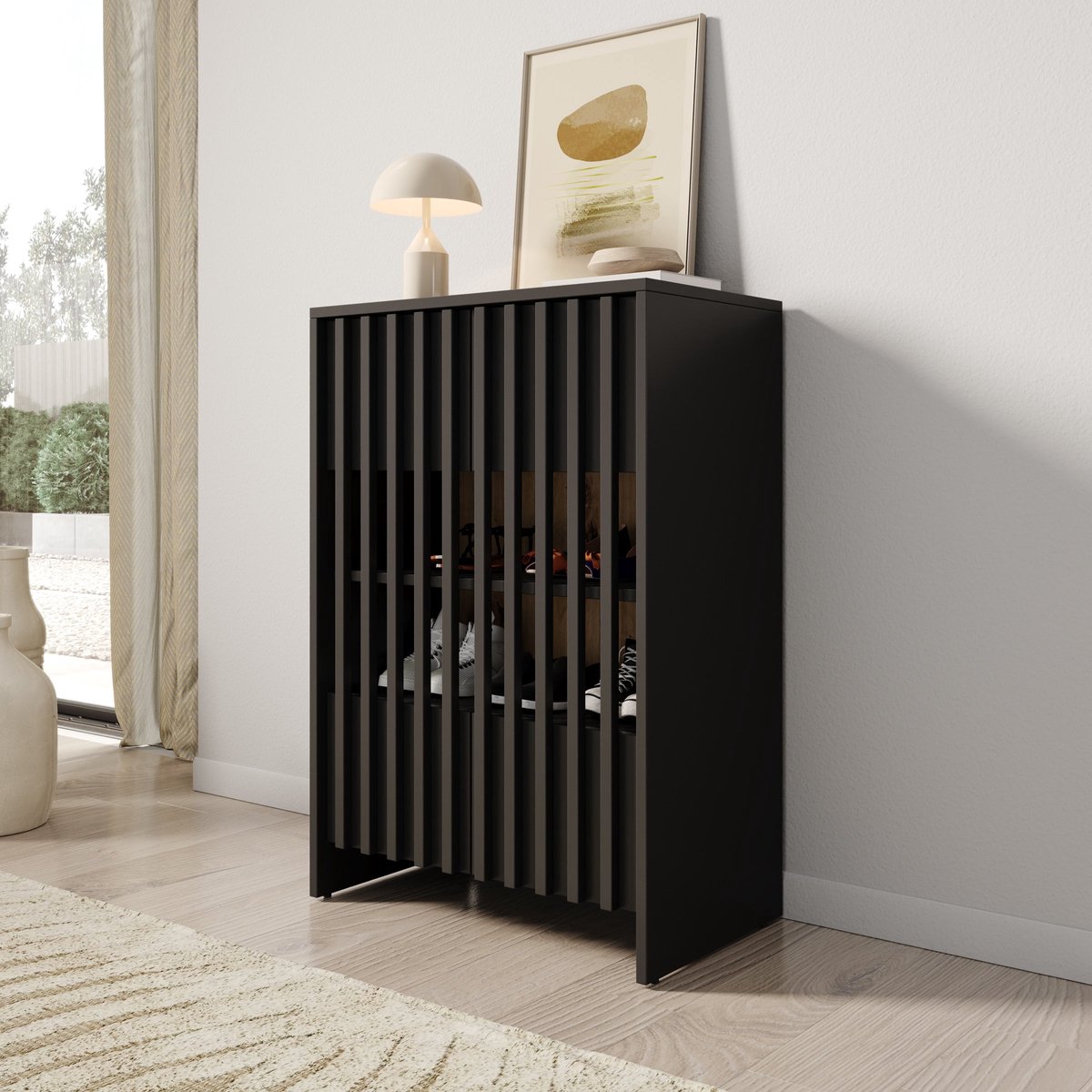 Meubella - Vallée - Schoenenkast - Zwart - 60x34x87 cm