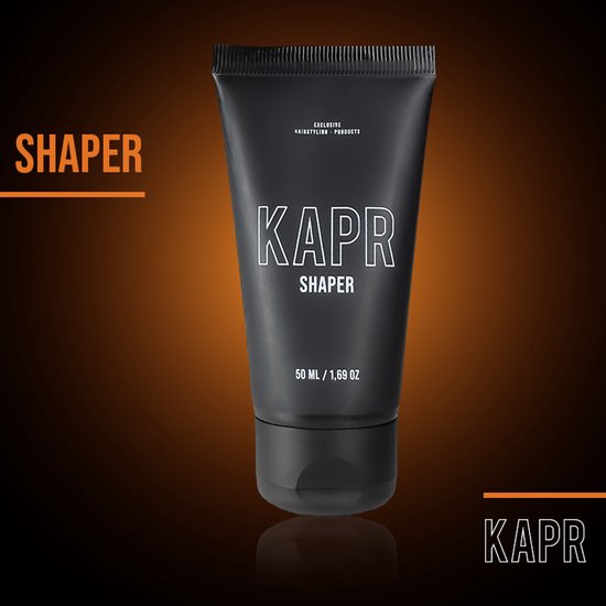 Zwarte tube KAPR Shaper, 50 ml, met de tekst 'SHAPER' en de merknaam.