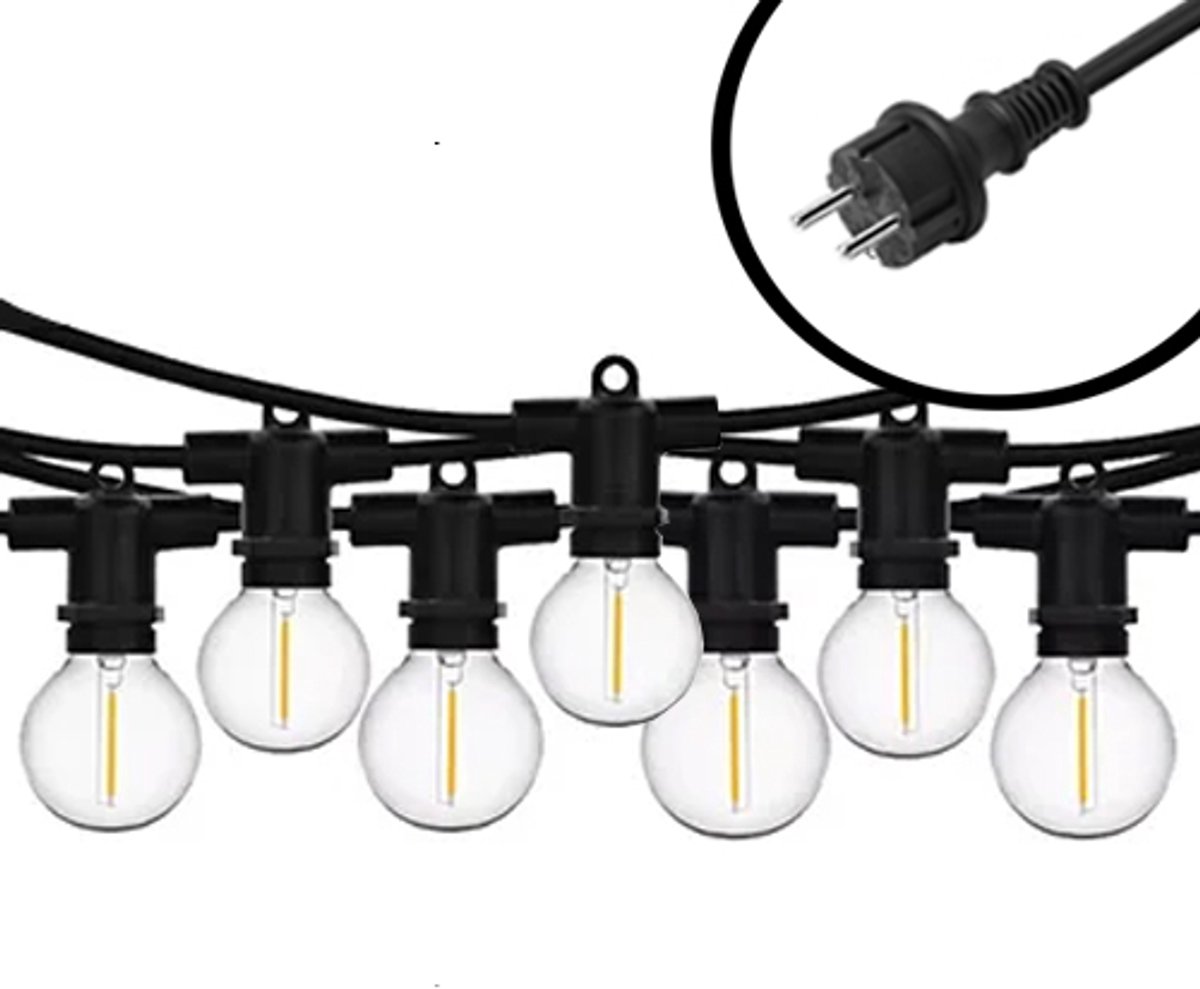 40m Arena mini LED Prikkabel - IP65 Lichtsnoer Buiten - koppelbaar - Lampjes Slinger - inclusief 80x E12 lampen G40 - Incl. Stekker