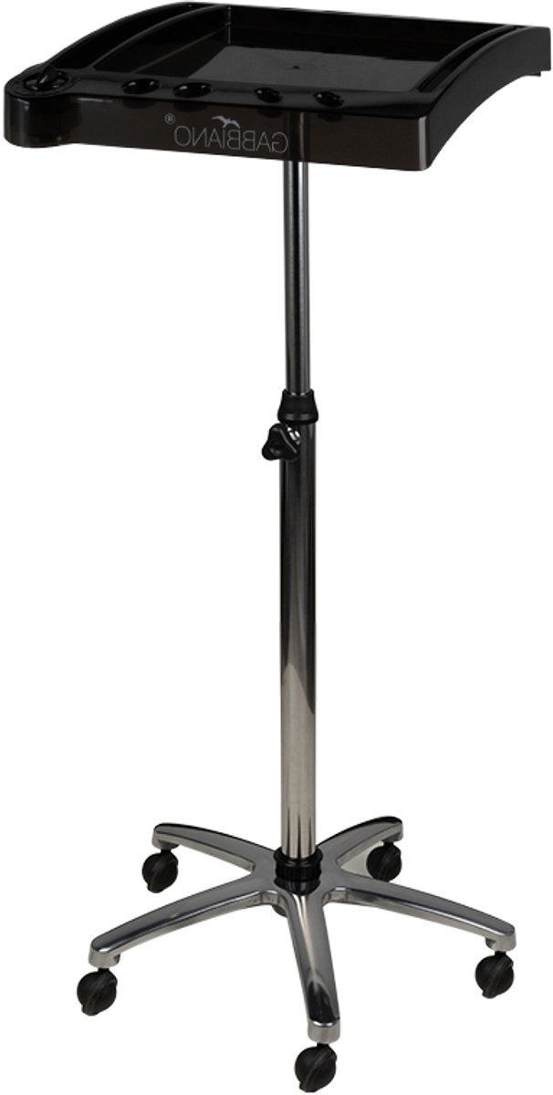 Gabbiano 265 Kappersassistent – Zwart – Verrijdbare Werktafel – In Hoogte Verstelbaar – Salon Trolley