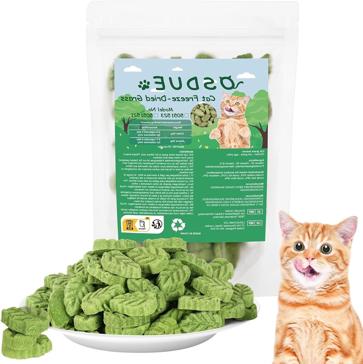 Natuurlijke Kattengras Kauwsnack voor Tandreiniging, Verhoogt de Appetijt en Vermindert Haarballen, 100g Edible Treats