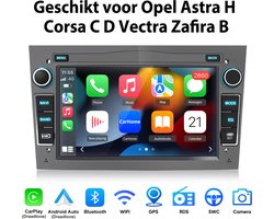 Junsun Android 15 Autoradio Geschikt Voor Opel Astra H Corsa C D Vectra C Zafira Accessoires, Draadloze CarPlay met bluetooth, Stuurwielbediening,DAB+, GPS-Navigatie, Bluetooth, WIFI, 7 inch Touchscreen, 2GB+64GB, DSP, Quad-core processor, grijs