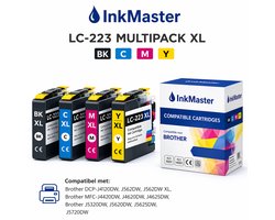 inkmaster Inktcartridge compatibel voor Brother LC223 XL Multipack 4 x kleuren (bk 20 ml ) kleur (12ml) DCP-J4120DW MFC-J4420DW MFC-J4425DW MFC-J4620DW…