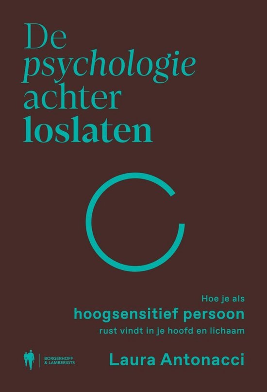 Boekcover 'De psychologie achter loslaten' met blauwe tekst op bruine achtergrond.