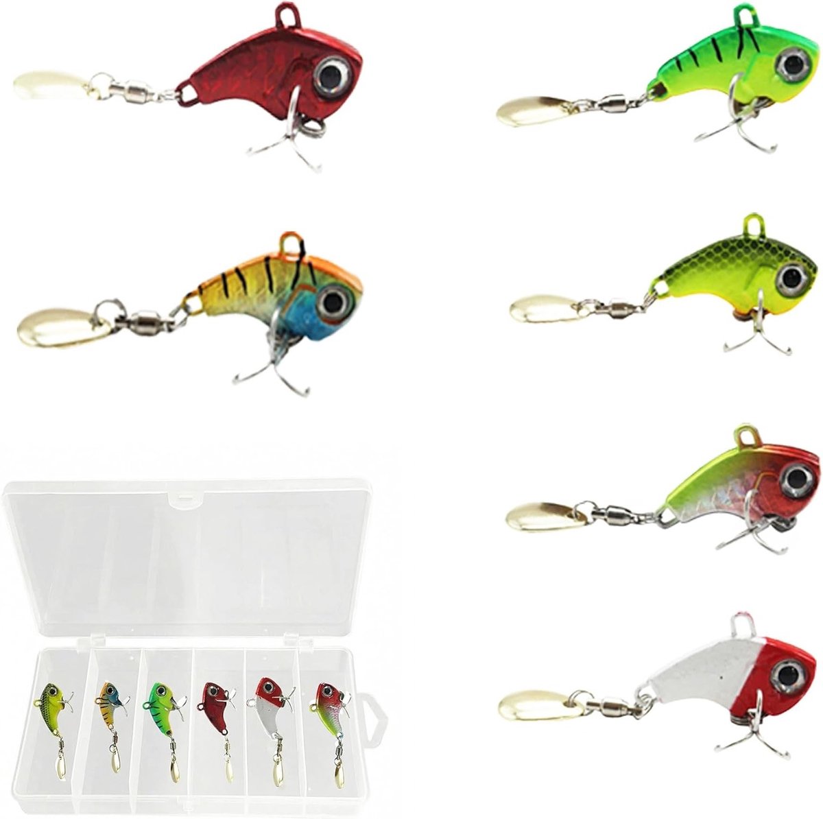 Set van 6 Jig Spinners voor Forel, Barracuda en Zalm | Spinnerbait Kunstaas voor Effectieve Vissessies