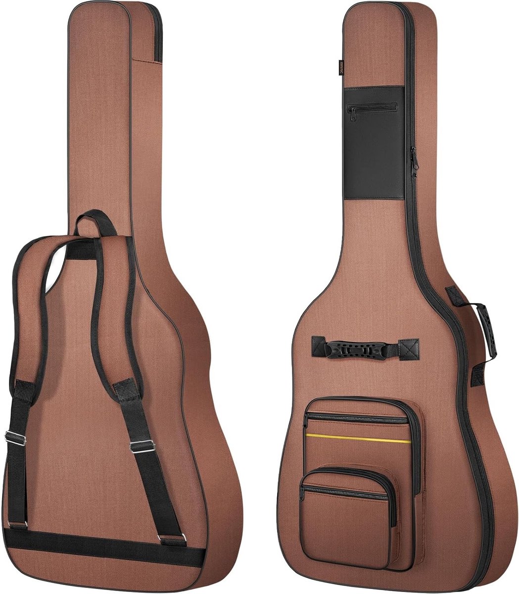 Acoustische gitaar tas en elektrische bas tas in bruin, ideale bescherming voor muziekinstrumenten