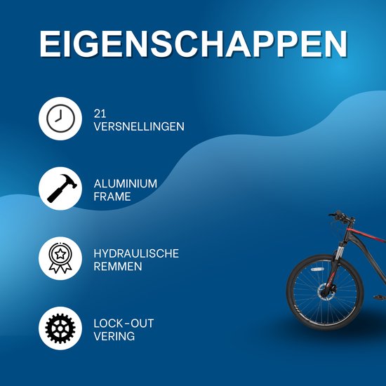 Mountainbike - Voor heren - 21 versnellingen, hydraulische schijfremmen, vergrendelbare verende vork, 27,5 inch (70 cm) wiel - Black2-21 van Merkloos — afbeelding 2