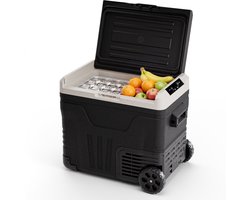 Auronic Elektrische Koelbox – Compressor – 50L – 12V en 240 volt – Camping Koelkast – Frigobox Auto – Met Wielen en Hendel – Zwart
