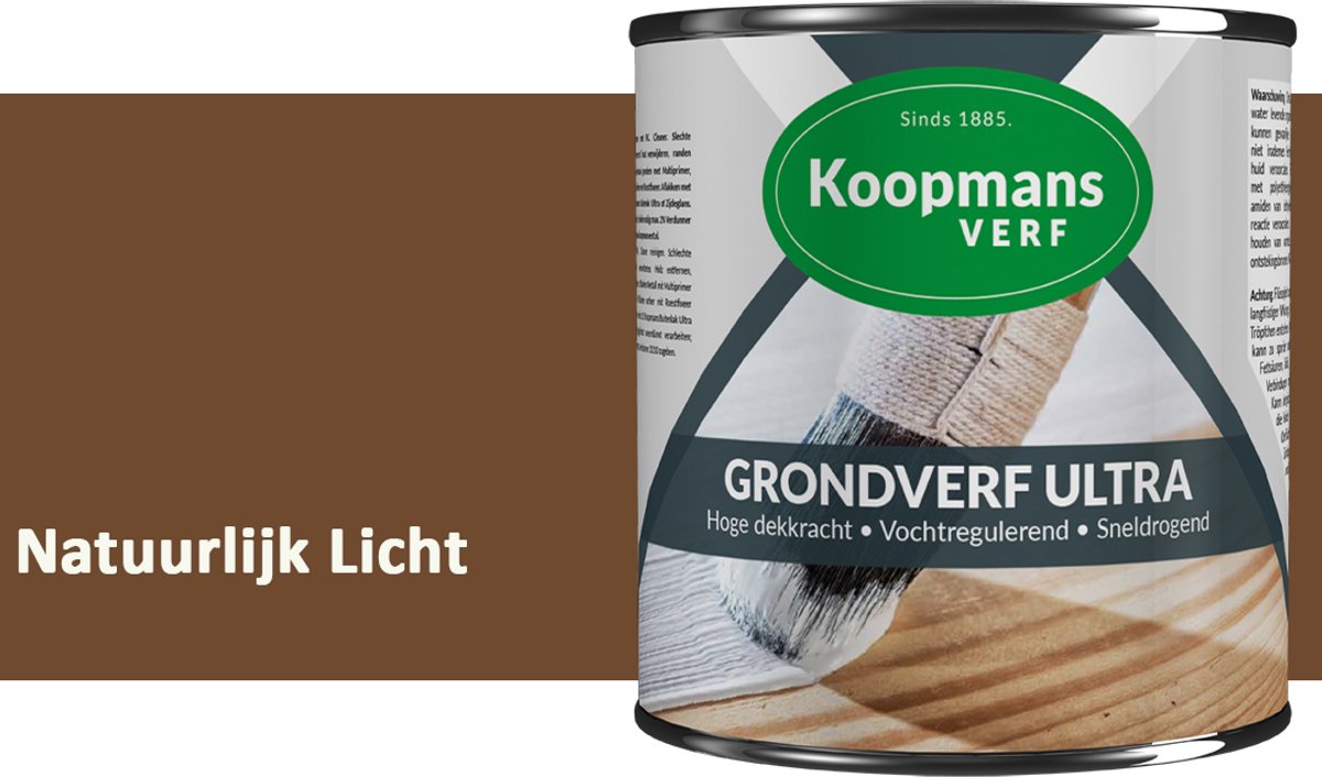 Koopmans Grondverf Ultra – Grondverf Hout & Metaal Binnen en Buiten – Vochtregulerende Primer – Hoge Dekking – Zijdeglans – Natuurlijk Licht – 750 ml