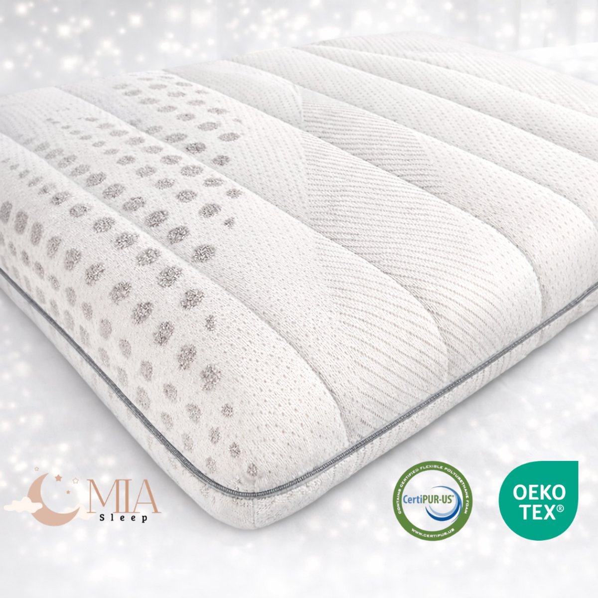 MIA Sleep Cooltouch Hotel Topper - Topdekmatras - 100x200 - Luxe Tijk - Gemiddeld - Afritsbare Hoes - circa 7 cm dik - Anti-allergisch - Orthopedisch - Topper Hotel Wit/Grijs