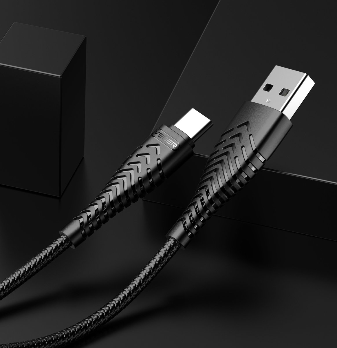 VEGER USB-A naar USB-C kabel 1,2m - zwart
