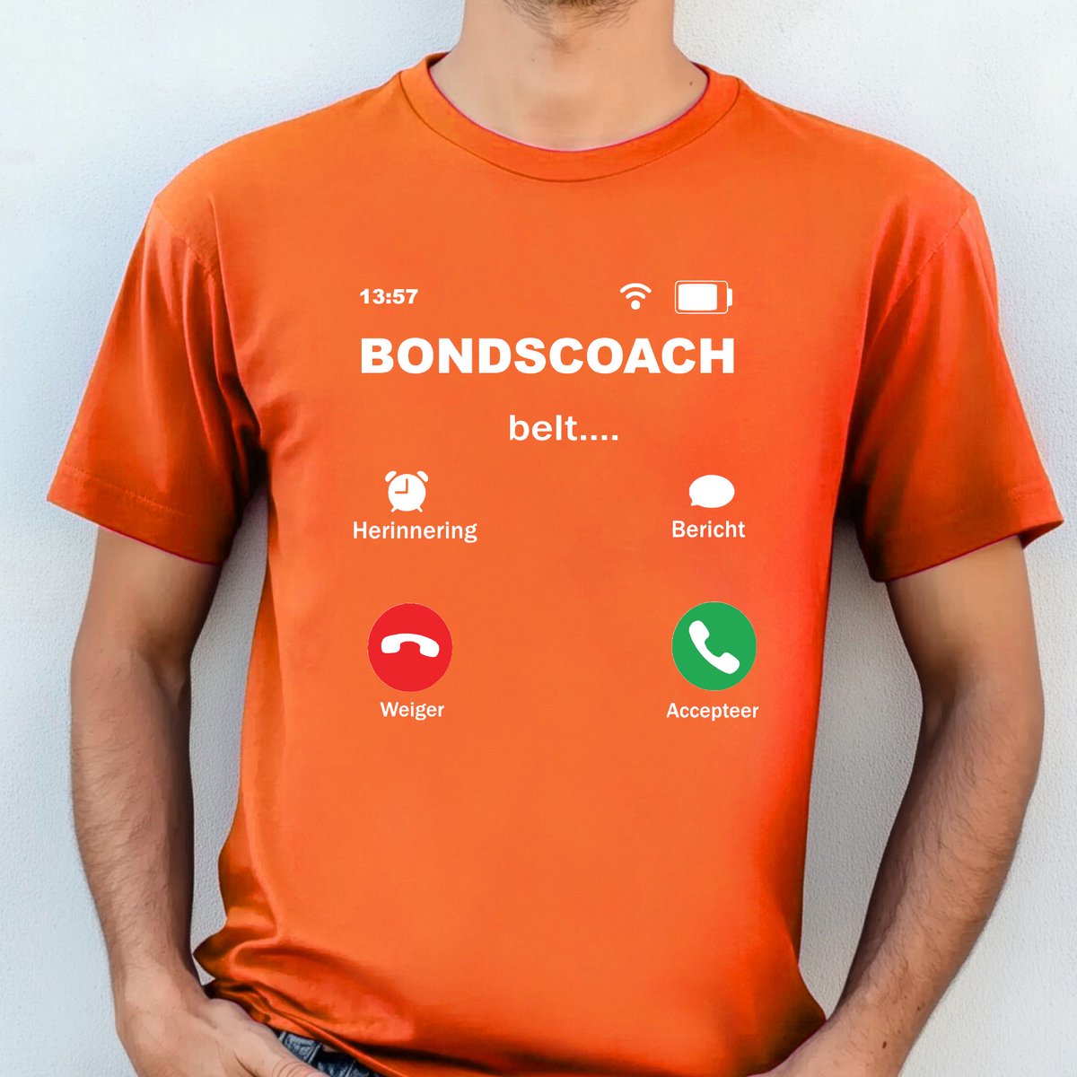Oranje Heren T-shirt- WK voetbal- EK voetbal- T-shirt maat XXL-Bondscoach belt- oranje T-shirt WK voetbal Shirt
