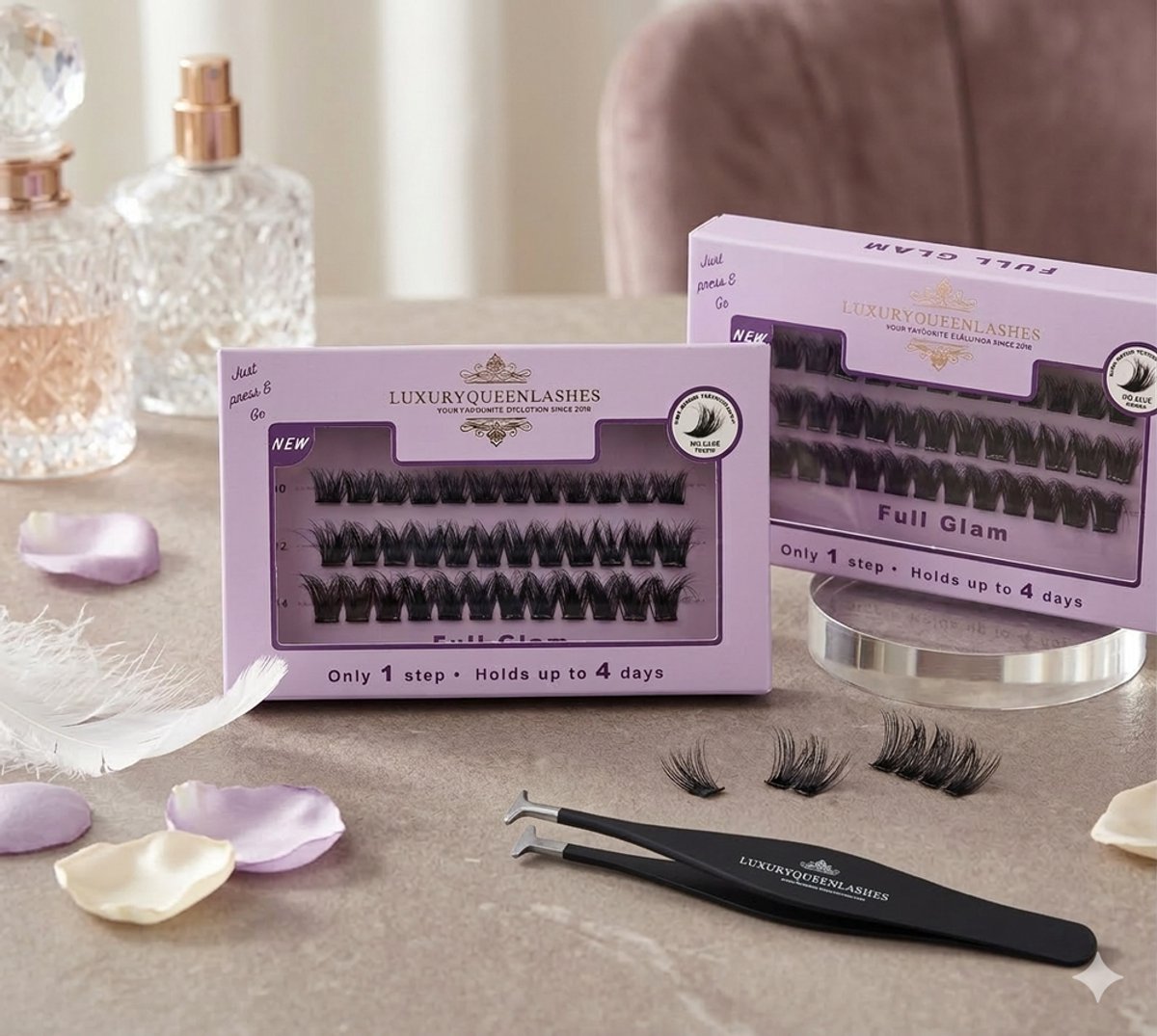 LuxuryQueenlashes- cluster wimpers applicator - press on lashes tweezer - wimpertool - wimper pincet