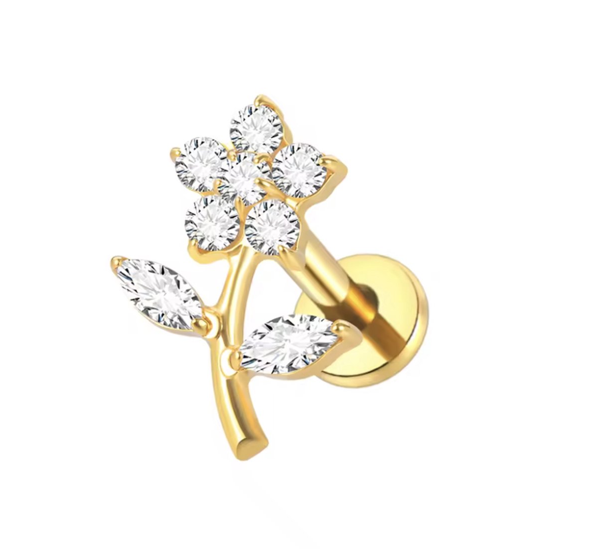 Maevi® Piercing voor Oor - Kleur: Goud - Formaat: 12 x 6 MM - Titanium - Tragus / Kraakbeen / Helix / Conch - Oorpiercing - Piercing Sieraad - Hoge Kwaliteit - Labret Piercing - Luxe Sieraad - Oorbellen
