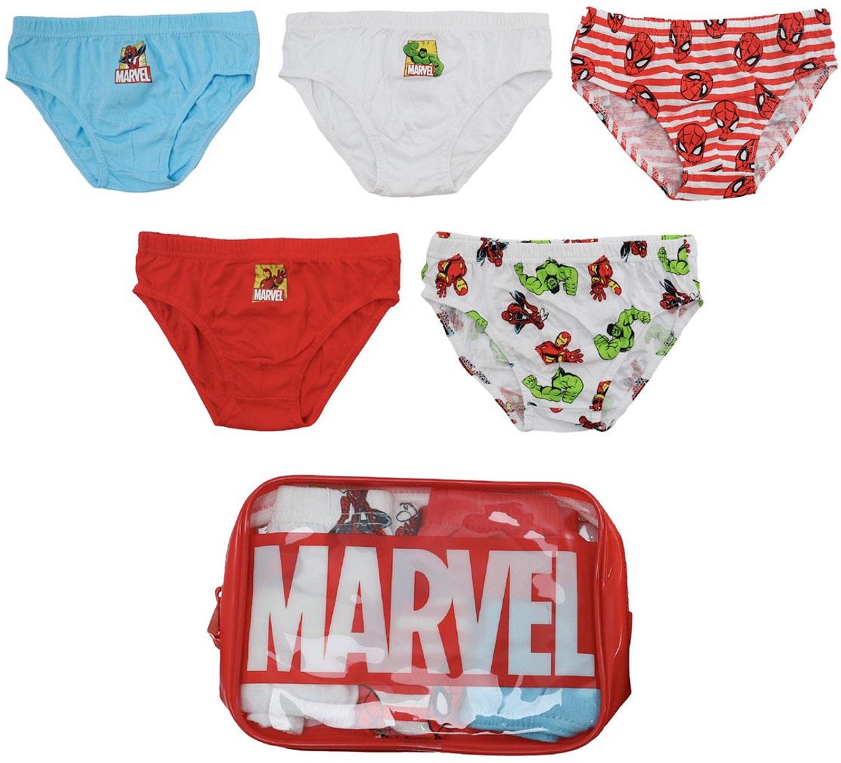 Marvel Avengers Ondergoed Set Jongens – 5 Stuks – Spider-Man Hulk Iron Man – Kinder Onderbroek – Inclusief Opbergtas
