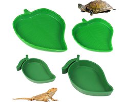4-Pack Voedingskommen voor Reptielen - Waterbakken voor Terrariums in 2 Vormen en 2 Maten voor Hagedissen, Schildpadden en Kleine Dieren