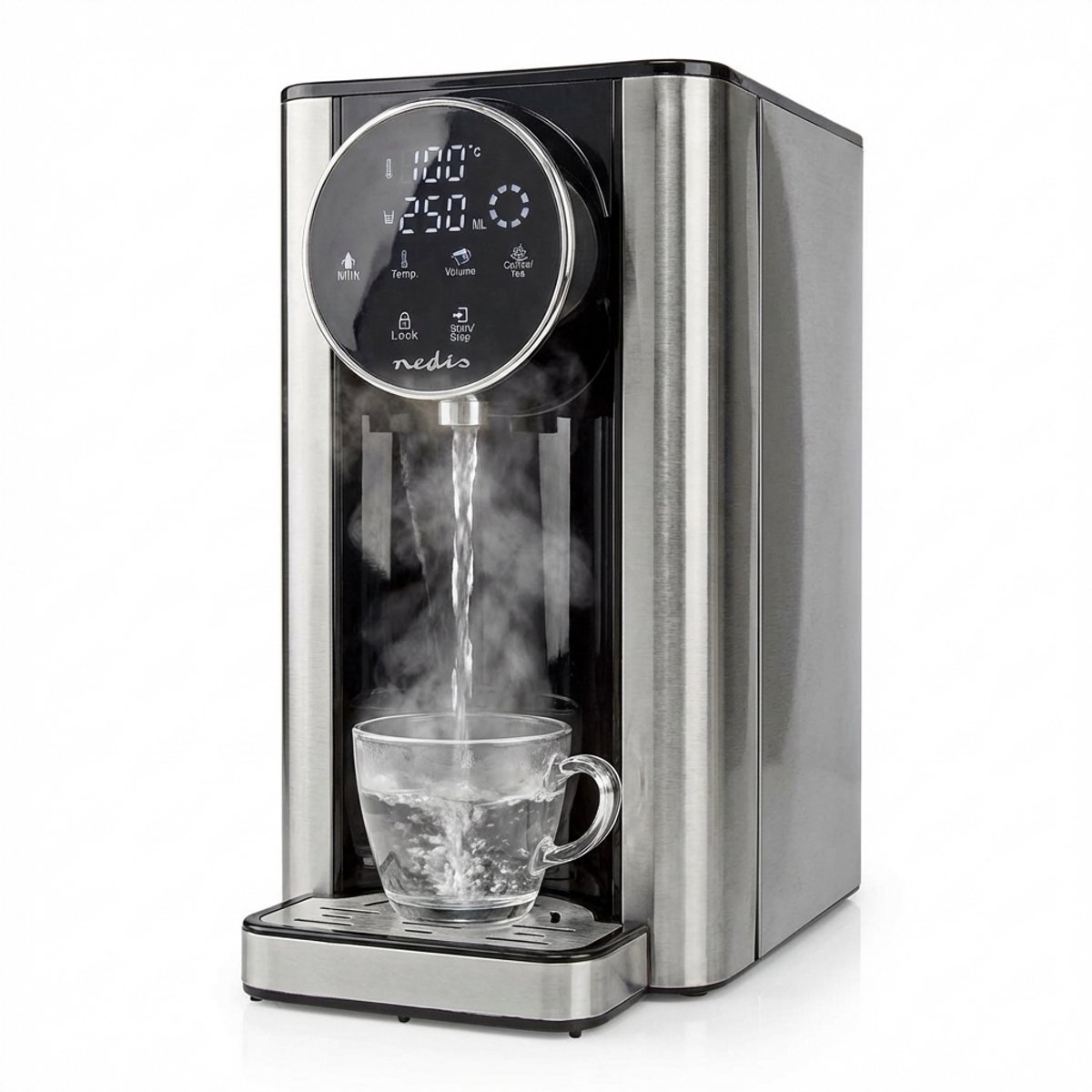 Bol.com Nedis Heetwaterdispenser - 2600 W - 2.7 l - Aluminium / Zwart aanbieding