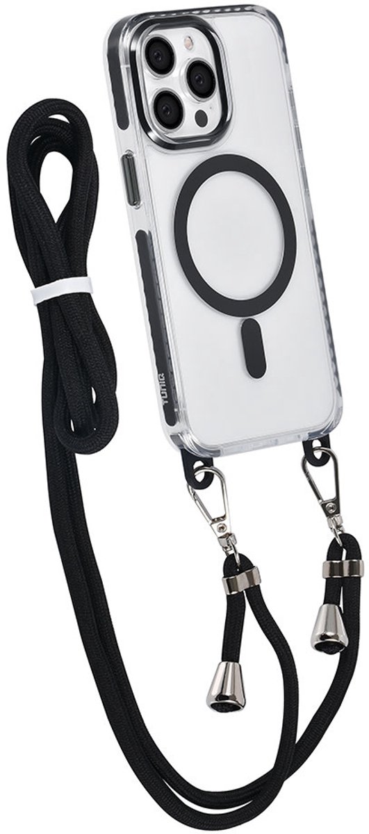 TUNIQ telefoonhoesje voor Apple iPhone 13 Pro - MagSafe backcover met koord - Zwart