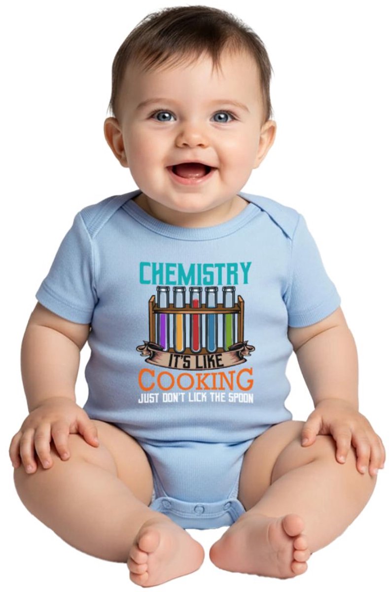 Chemistry Is Like Cooking, Don't Lick The Spoon Baby Rompertje Met Korte Mouwen