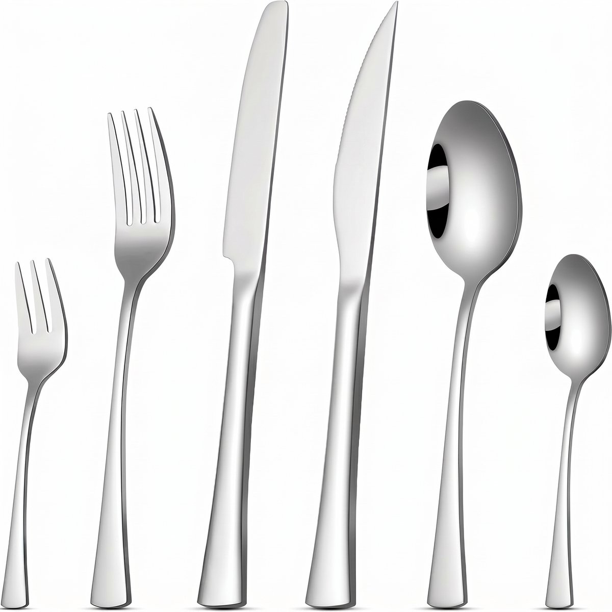 HI NATURE™ Besteksets - 6 Persoons Bestekset 100% RVS (36-delig) Zilver | Bestek, Lepels, Messen, Vorken, Steakmessen & Gebaksvorkjes | Vaatwasserbestendig - Hoogwaardige Roestvrij Premium Edelstaal 18/0