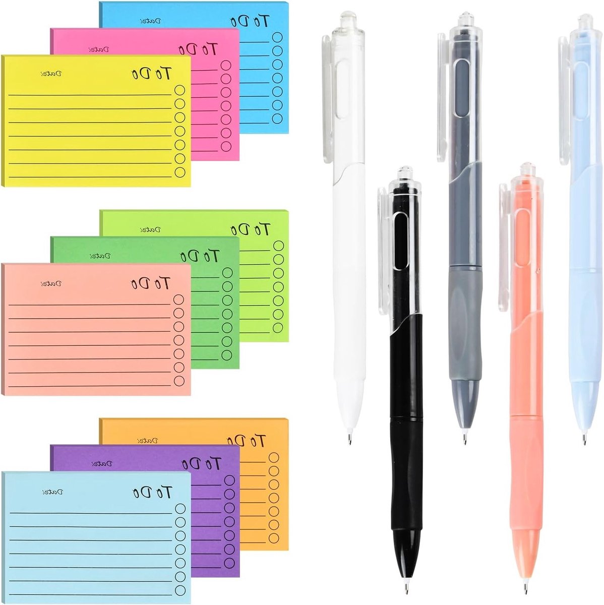 Gele zelfklevende notities, 450 vellen + 5 pennen (0.5 mm) – 10 x 7 cm, perfect voor school, kantoor en thuisgebruik