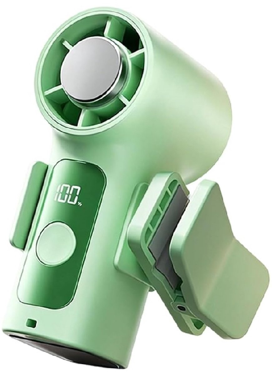 longziming -Mini Handventilator USB Oplaadbaar - Draagbare Ventilator - Bureau Ventilator - 6 Snelheden - Stil Design - ABS - Compacte Koeler - 1 Stuk - Groen