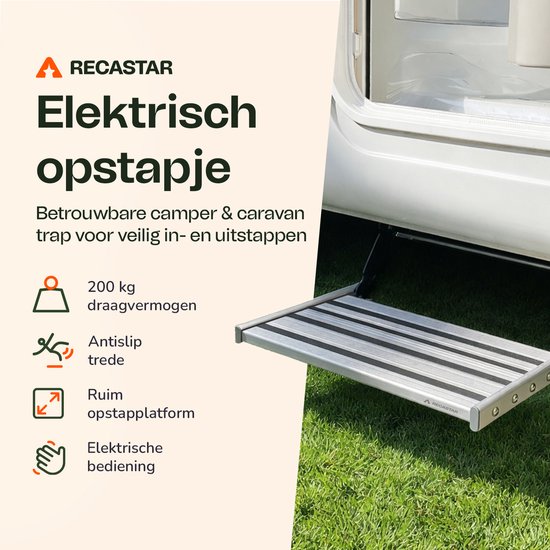 Recastar Elektrische Camper Trap Automatisch - Aluminium met LED Verlichting - 200 kg Draagvermogen - Uitschuifbaar tot 484x570 mm - Camper en Caravan van Merkloos — afbeelding 5